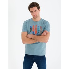 Bisiklet Yaka Slim Fit T-Shirt-Nil Mavisi