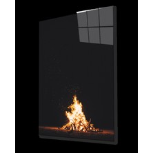 Marsilyan- Gecede  Ateş  Sarı Siyah    Cam Tablo