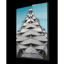 Marsilyan- Geometrik Mimari Mavi Beyaz  Cam Tablo 4mmdayanıklı White Blue