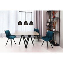 Riolight Vintage,retro,rustik 3 x E27 Duylu Siyah Metal Masa Üstü Sıralı Avize UZUNLUK:60 cm