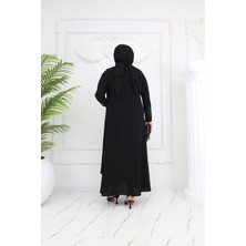 Siyah Taş Işlemeli Büyük Beden Şık Tasarım Kadın Abaya & Elbise - MF-1832