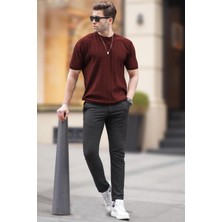 Madmext Erkek Bordo Tişört 5684