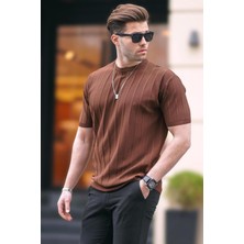 Madmext Erkek Kahverengi Tişört 5684