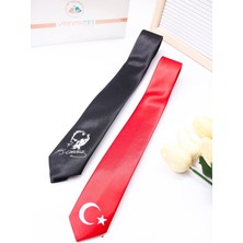 Vitrinmixmini Saten Kumaş Üstüne Türk Bayrak Baskılı Çocuk Kravat-Özel Kutulu