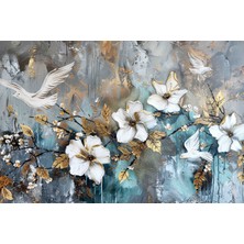 Aden Dekoratif Kuşlar ve Çiçekler Kanvas Tablo