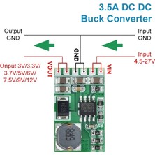 2Liyao DD2712SA 3V Tzt 3.5A Dc-Dc Dönüştürücü Modülü Buck Adım Aşağı Voltaj Regülatörü Kurulu 4.5V-27V 3V 3.3V 3.7V 5V 6V 7.5 9V 12V DD2712SA (Yurt Dışından)