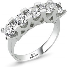 Alyansevim Gümüş Swarovski Zirconia Taşlı Beştaş Yüzük