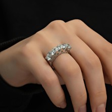 Alyansevim Gümüş Swarovski Zirconia Taşlı Beştaş Yüzük