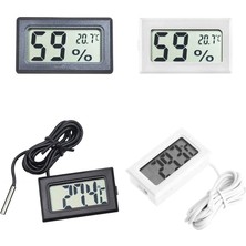 2Liyao Telli Siyah Mini LCD Dijital Kapalı Uygun Sıcaklık Sensörü Nem Ölçer Termometre Higrometre Ölçer Aletler Kablo (Yurt Dışından)