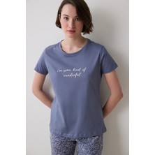 Penti Pamuklu Wonderful Kapri Gri Pijama Takımı