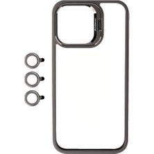 ZORE Apple iPhone 15 Pro Uyumlu Kamera Lens Korumalı Standlı Klon Lensli KAPAK-GRI-8680436728741-TA94489-T