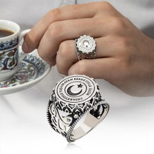 Cesaretiyle Yaşamayan Esaretiyle Ölür Yazılı 925 Gümüş Erkek Yüzük