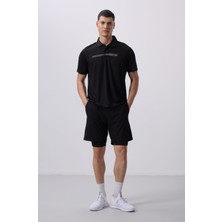 Siyah Polyester Ince Yumuşak Standart Fit Erkek Taytlı Şort - 81287