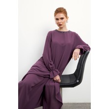Asimetrik Kesim Tunik Pantolon Takım - Leylak