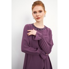 Asimetrik Kesim Tunik Pantolon Takım - Leylak