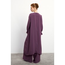 Asimetrik Kesim Tunik Pantolon Takım - Leylak