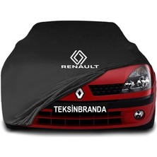 Renault Clio 2 (1998 - 2005) Hb Siyah Kumaş Araba Branda Logolu Kumaş Araba Brandası Penye Oto Branda