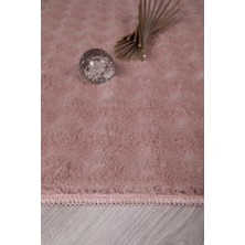Bubble Oval Yumuşak Peluş Kaymaz Salon Oturma Odası Balkon Halısı Yolluk Pembe