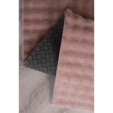 Bubble Oval Yumuşak Peluş Kaymaz Salon Oturma Odası Balkon Halısı Yolluk Pembe
