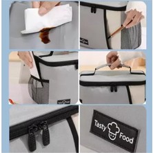 Yoyoso Su Geçirmez Isı Yalıtımlı Ayarlanabilir Omuz Askılı Soft Gri 9L Yemek Çantası 65x38x48 Cm