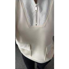 Qimya Butik Keyymod Kadın Poplin Kamyoner Yakalı Cepli Modall Sweatshirt