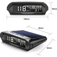 Etabel Araç Güneş Enerjili  Araba Saati Sıcaklık Göstergesi Gps Hız Ölçer S98 Hud Ekranı