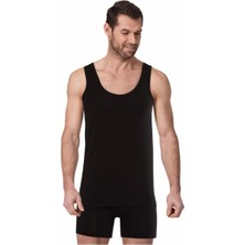 Erkek Pamuklu & Likralı Siyah Damat Çeyiz Atlet & Boxer Seti QU1O9K.K5A.