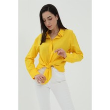 Vapur Uzun Kol Oversize Basic Gömlek - Sarı