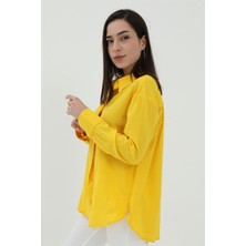 Vapur Uzun Kol Oversize Basic Gömlek - Sarı