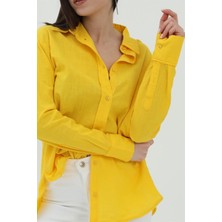 Vapur Uzun Kol Oversize Basic Gömlek - Sarı