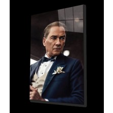 Marsilyan- Yapay Zeka Atatürk Portresi Cam Tablo Ev ve Ofis Duvar Dekoru