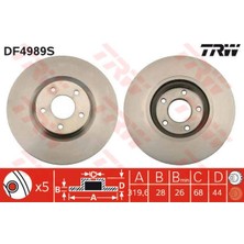 TRW-DF4989S - Fren Diski Ön Nıssan Qashqa Kaleos I2 2.0 2.0 Dcı 4×4 08> 320×28X5DLXHAVALI