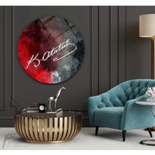 Marsilyan Atatürk Imzası Yuvarlak Cam Tablo