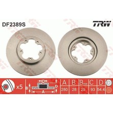 TRW-DF2389S - Fren Disk Ön Transıt V184 06> Transıt V347 06> Önden Çekişli  5 Bijon Havalı 280MM