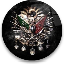 Marsilyan Osmanlı Tuğrası Yuvarlak Cam Tablo