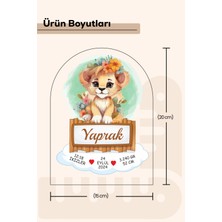 Giftcrea Kişiye Özel Pleksi Bebek Doğum Bilgileri Tablosu – Sevimli Aslanlı Tasarım