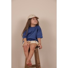 Indigo Nakışlı Oversize T-Shirt