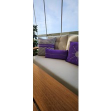 Another Style Taş Baskılı Parlak Mor Renkli Runner ve Kırlent Kılıfı Takımı