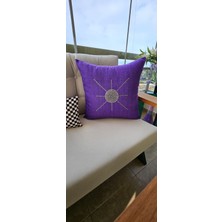 Another Style Taş Baskılı Parlak Mor Renkli Runner ve Kırlent Kılıfı Takımı