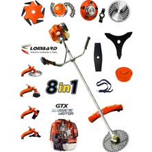Lombard Italia VTEC-800 Motor New 8 In 1 Full Set Yan Tipi Benzinli Motorlu Ot Çalı Tırpanı Çim Makinesi