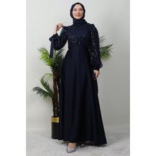 Giza Store Pul Payet Detay Saten Abiye Lacivert