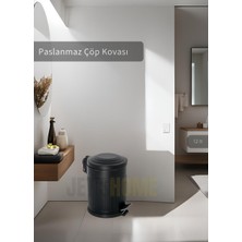 Pedallı Banyo Çöp Kovası Paslanmaz 12 Lt Mutfak Çöp Kutusu Siyah