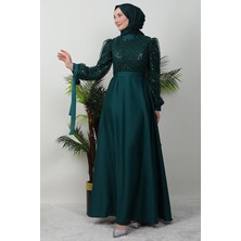 Giza Store Pul Payet Detay Saten Abiye Zümrüt