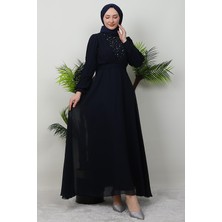 Giza Store Damla Şifon Elbise Lacivert