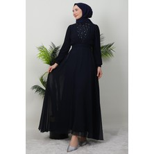 Damla Şifon Elbise Lacivert