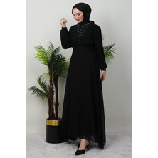Giza Store Damla Şifon Elbise Siyah