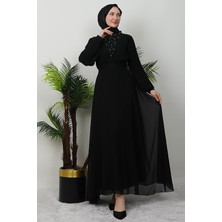 Giza Store Damla Şifon Elbise Siyah