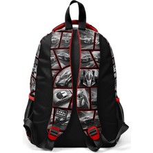 Coral High Kids Siyah Kırmızı Araba Desenli Üç Bölmeli Okul Sırt Çantası 14429
