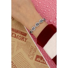 Silveranka 925 Ayar Gümüş Mistik Topaz Oval Taşlı Bileklik