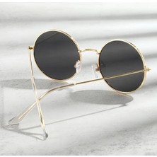 Alivions Sarı Metal Çerçeveli Oval Unisex Gözlük
